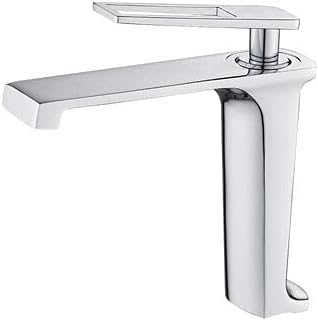 Grifo de lavabo, grifos de lavabo de baño, mezclador de agua fría y caliente, grifo de baño de un solo orificio montado en cubierta de grúa, acabado en oro negro(Chrome)
