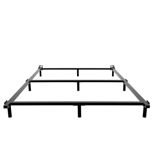 VTWAZAST Full Size Bed Frame, 7 Inch Metal Heavy Duty Base for Box Spring, 9-Leg Support, Non-Slip, Noise-Free, Easy Assembly, Black