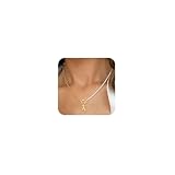 Tasiso Pearl Toggle Initial Necklace for Women - Handmade Choker Paperclip Jewelry for Mom Girlfriend - Personalized Letter K Dainty Pearl Necklace for Her
