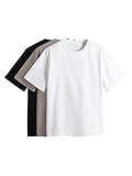 Toujours facile à assortir THE SET Femme T-Shirt décontracté à Manches Courtes 100% Coton, Lot de 3 Noir/Blanc/Marron Taupe XL