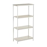 HEMAX Scaffalatura Salvaspazio a 4 Ripiani in Metallo Bianco, Libreria a Giorno Multiuso per Soggiorno, Ufficio e Bagno, Mobile Organizzatore Moderno, Dimensioni 60x30x116 cm, Design Elegante - Bianco