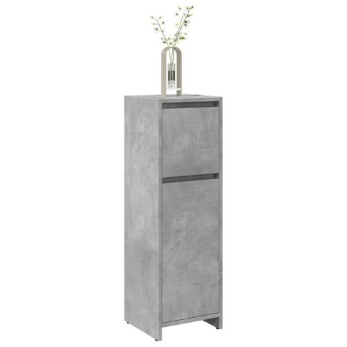 Ziaphsol Armario de baño gris hormigón 30 x 30 x 95 cm, material de madera, con cajón y puertas, para baño, pedestal sink storage