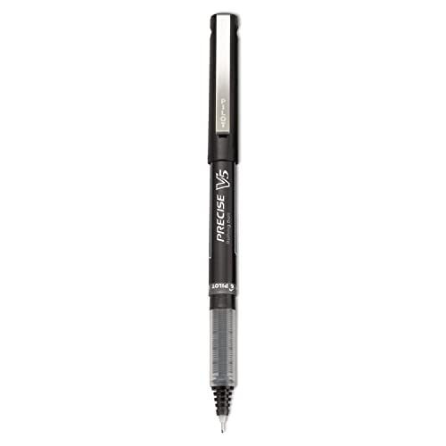 PILOT Precise V5 Stick Rolling Ball Pens, Extra Fine Point, Black Ink, 6 Pens 35334