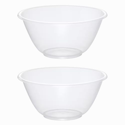 eMKay® Set of 2 Clear 25cm Plastic Mixing Bowls – 4L BPA-Free Food-Safe Nesting Bowls for Kitchen Prep, Baking & Serving – Microwave & Dishwasher Safe Lightweight Bowls
