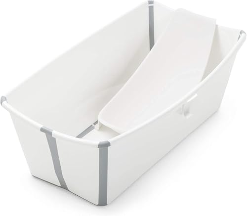 Image of Stokke Flexi Bath XL Bundle, White - Roomy Folding Baby Bathtub + Newborn Support - Lightweight Construction and Easy to Store - Ideal for Children from 0-6 Years