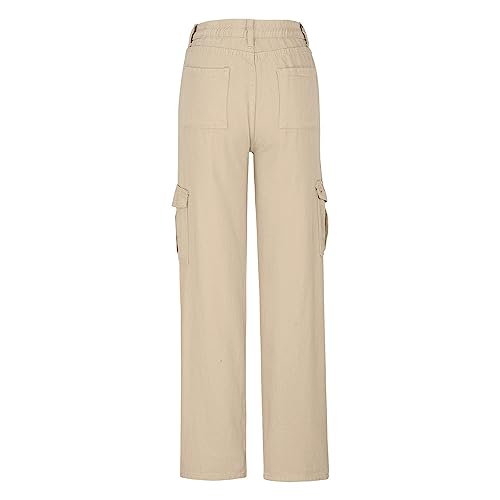 Cargo Jeans for Women Baggy Straight Wide Leg Jeans Y2K Teen Girls Low Rise Denim Pants Multi-Pocket Hiking Trousers3