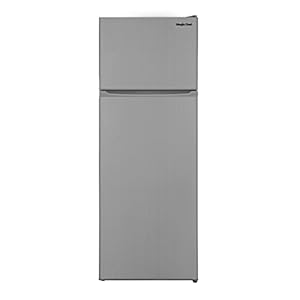 Magic Cool MCR74V3S Apartment Refrigerator Freestanding Slim Design Full Fridge with Top Freezer for Condo, House, Small Kitchen Use, Metallic
