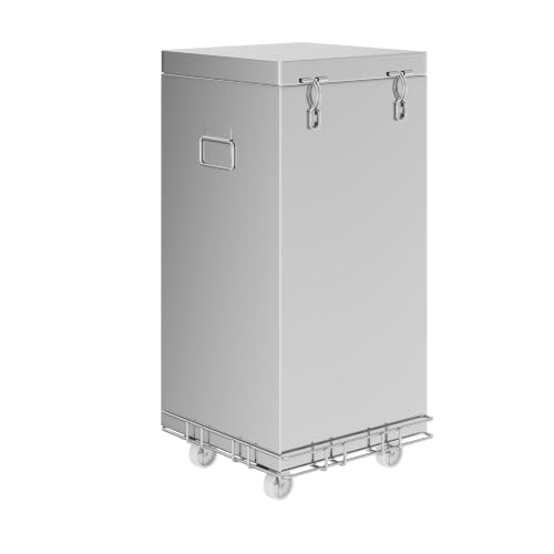 Image of LAPO Small Grain Storage Peti Stand for Kitchen, Wheat Rice Storage Box Holder, Heavy Duty-Free Standing Floor Stand, Stable Support and Space Saving Design, Easy to Move-Chrome Finish