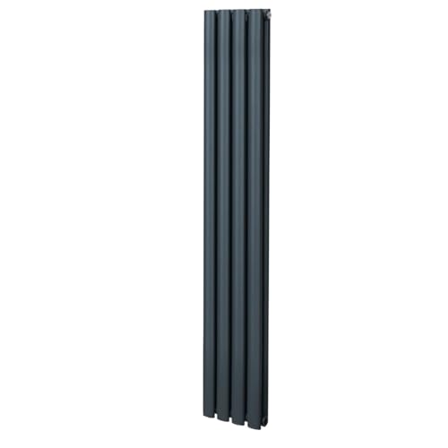 Radiatore A Colonna Ovale 1600Mm X 240Mm Designer Doppio Pannello Termosifone Grigio Antracite Acciaio Inclusi Spazzola Per La Pulizia Kit Di Fissaggi