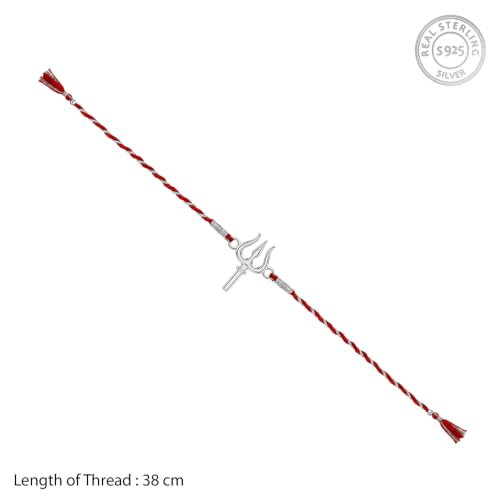 Image of GIVA 925 Silver Blessed Trishul Rakhi | Raksha Bandhan Rakhi for Mens | Gift for Couple | With Certificate of Authenticity and 925 Stamp