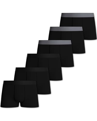 Pierre Calvini Boys Boxers - Soft & Breathable Cotton Boys Boxer Shorts - Durable Breathable & Anti-Chafing Cotton Boxer Shorts - Comfortable Kids Boxers - 6 Pk - Black & Grey - Ages 13-14