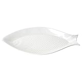 MamboCat Fischteller Oslo I Servierteller aus Porzellan I weiß I 31 x 15 cm I Fischform I für Fischgerichte, Beilagen, Snacks, Meeresfrüchte, Salate & Co.