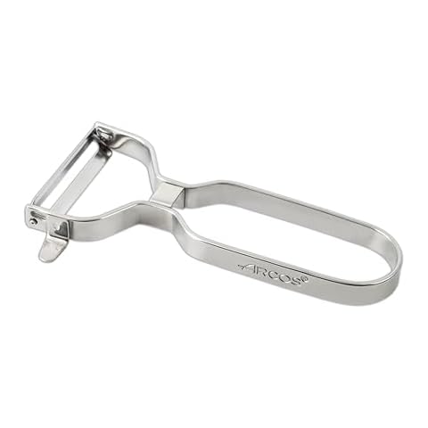 ARCOS Professional Chrome-Plated Peeler for Fruits and Vegetables. 5.5 Inch Stainless Steel Kitchen Tool for Precise Cutting. Chef's Gadget with Ergonomic Design. Silver Color Cover