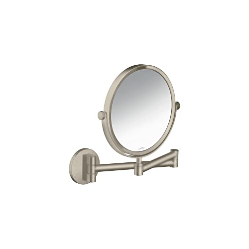 AXOR Universal Circular Modern Shaving Mirror in Brushed Nickel, 42849820
