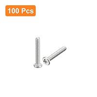 sourcing map M1.2-0.25 x 8mm Phillips Flachkopfschrauben 100 Stück Flache Rundkopfschrauben 304 Edelstahl Kreuzschlitz Antrieb Maschinenschrauben Hardware Verschluss für Möbel Verbindung – Ansicht 3