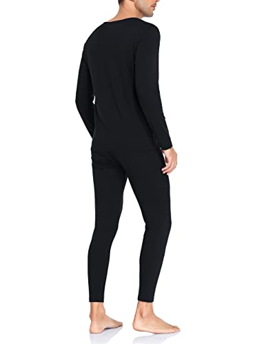 Colorfulleaf Thermal Underwear For Men Set Soft Fleece Lined Warm Base Layers Long Johns For Men Thermal Top And Bottom (Black, L) #TOP2