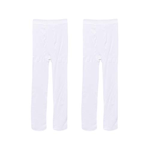 Whyme Baby 2 Pack Toddler Girls Pro Ultra Soft Stretchy Ballet Dance Tights Footed Casual School Uniform Solid Leggings Pants for 9-12T Kids White2