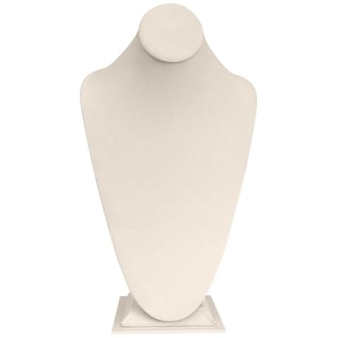 Tall Beige Velvet Jewelry Necklace Display Stand - 14.5" Tall Cover
