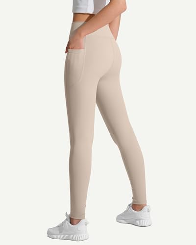 Image of JOCMIC Girls Athletic Leggings High Waist for Kids Yoga Dance Gym Pants with Pocket