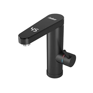 Fudeer Wasserhahn mit Durchlauferhitzer 230V,3.3kW Bad Elektrisch Wasserhahn mit Digitaldisplay(30-45℃),Schn... Aufheizen,120°Drehbarer Auslauf,304 Edelstahl,Energiesparen&Sic...
