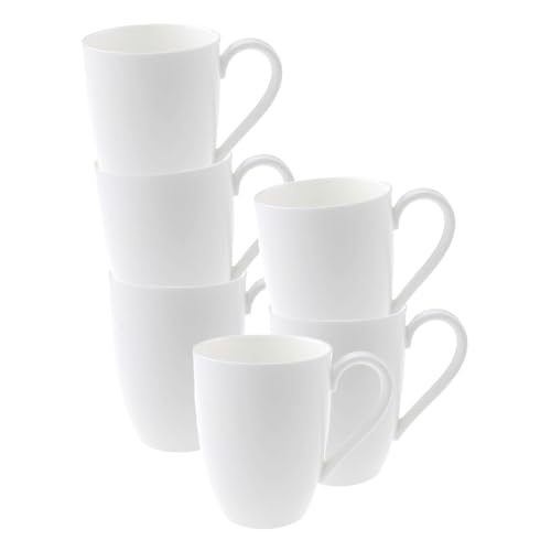 Villeroy & Boch Royal Henkelbecher 6er Set, Weiß, Spülmaschinenfest, Mikrowellensicher, Tasse, Becher, Kaffeebecher, Porzellan, Kaffeetasse, Heißgetränkebecher, Premium Bone Porcelain