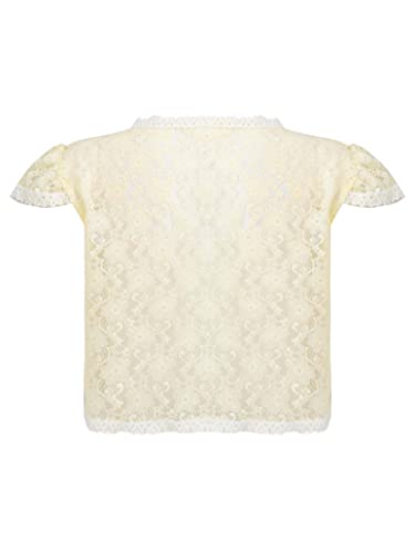 Girls Toddler Ruffle Sleeve Bolero Cardigan Shrug Lace Flower Shrug Short Cardigan Wedding Party Dress Cover Up Yellow Plum Bossom 6-8 Years2