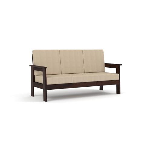 Image of Sheesham Wooden 3 Seater Sofa for Living Room | Solid Wood Sofa | Rosewood Sofa Set for Home & Office | Lounge (Walnut, 3 Seater)