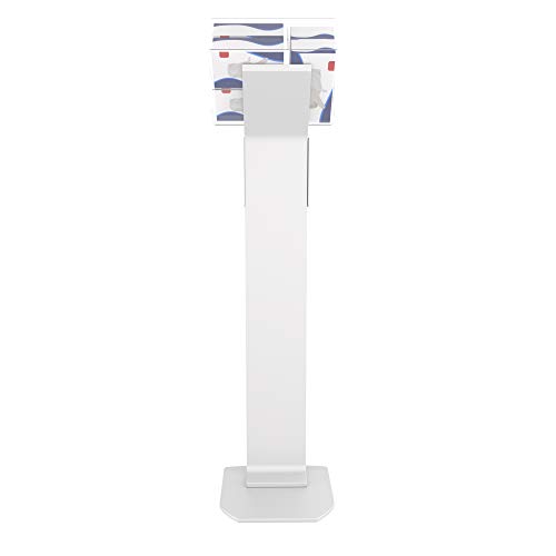 Image of Sanitizing Station Stand- CTA Premium Locking Heavy-Duty Secured Stand with Acrylic Glove, Mask Box & Contactless Soap /Hand Sanitizer Dispenser for Offices, Schools & Public Area, White (SAN-STT1W)