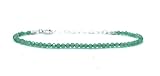  Pulsera de Jade verde piedra natural de 2mm de grosor plata de primera ley ajustable de 16cm a 19cm