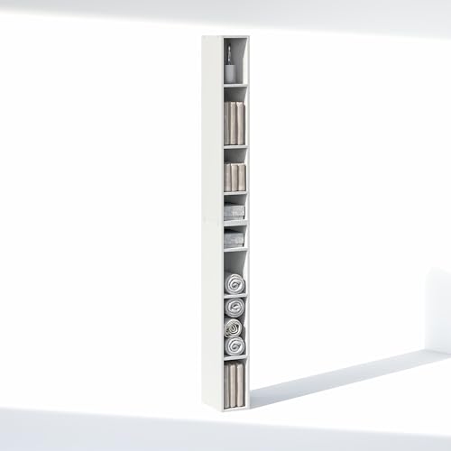 Image of Furinno Fulda 8-Tier Closet Organizers and Storage, Open Shelf, Storage Organizer, 6-Inch Width, for Closet, Bedroom, White
