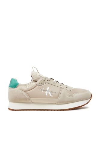 Calvin Klein Jeans Runner Sock Laceup NY-Lth Ym0ym00553, Sneaker da Corsa Uomo, Verde (Eggshell/Bahama Green), 46 EU