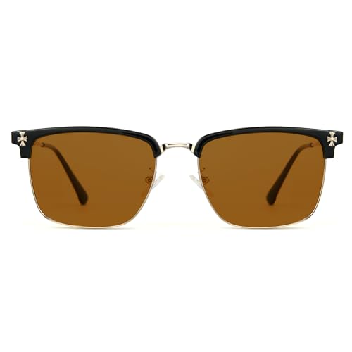 Image of Cyxus Retro Blue Light Glasses Men - Square TR90 Metal Blowline Frame Stylish Trendy for Computer Daily Work 8252
