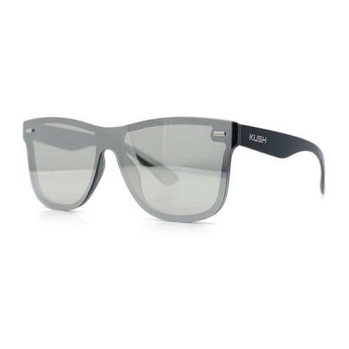 Image of SA106 Kush Premium Mens Shield Horn Rim Mirror Lens Sunglasses