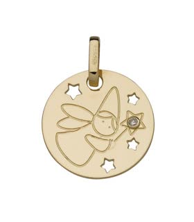 Médaille FÉE en or 750 millièmes et diamant véritable pour femme