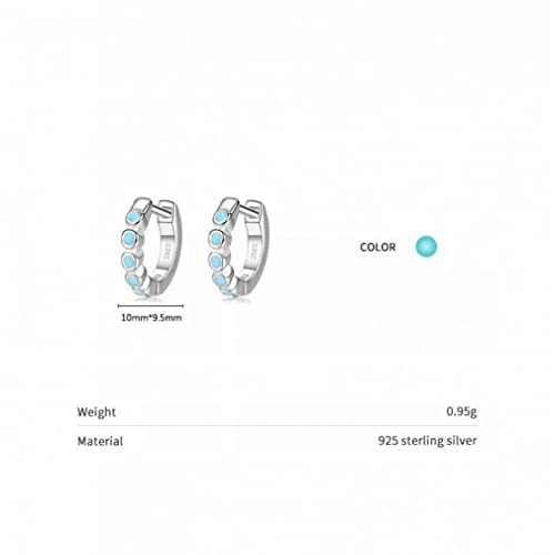 Boucles d'oreilles cerceau turquoise argent 925, le cadeau idéal pour elle