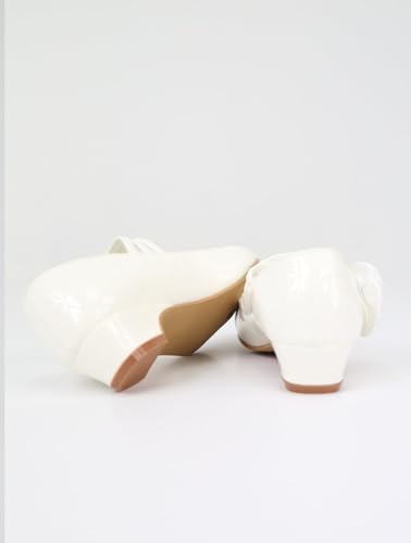 Girls Patent Dress Shoes Low-Heel with Floral Embellish - Ideal for Weddings & Communions4
