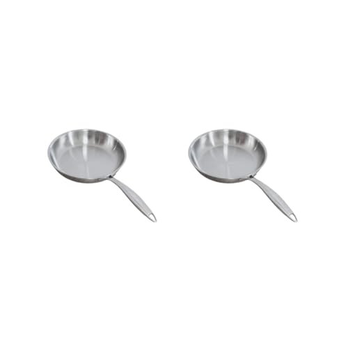 BHFZIAP 2 Set Stainless Steel Frying Pan Solid for Induction/Ceramic/Gas Cooktops Home Use Medium, Silver