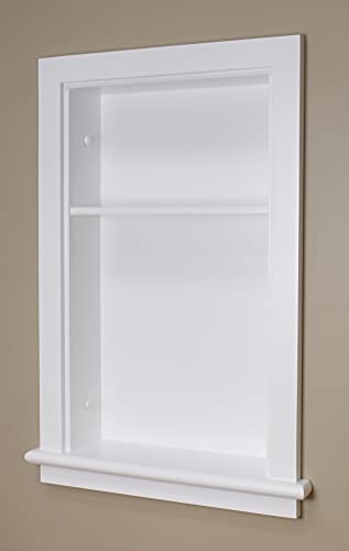 Image of 14x24 Recessed Aiden Wall Niche - Wall Shelf for Storage and Home Decor, 1 Shelf (White W /Plain Back)