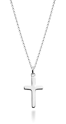 Miabella Italian 925 Sterling Silver or 18K Gold Plated Small Cross Pendant Necklace for Women on 18 Inch Chain, Made in Italy (sterling silver)