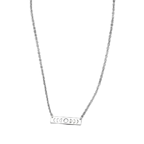 Collier lune creuse rectangulaire femme bijou minimaliste acier