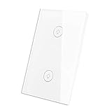 WiFi Smart Wall Touch Light Switch Glass Panel Wireless Remote Control by Mobile APP Anywhere Compatible with Alexa,Timing Function No Hub Required (Wall Switch 2 Gang)