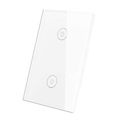 WiFi Smart Wall Touch Light Switch Glass Panel Wireless Remote Control by Mobile APP Anywhere Compatible with Alexa,Timing Function No Hub Required (Wall Switch 2 Gang) by MOES - Used condition - US$14.39