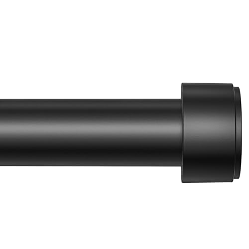 Curtain Rods for Windows 32-90 Inch, 1 Inch Adjustable Black Curtain Rod Set with Brackets, Easy Install