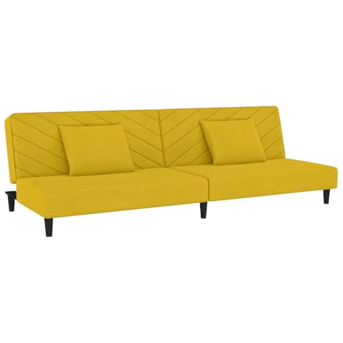 Sofá cama de 2 plazas de terciopelo amarillo idóneo para optimizar estudios pequeños 3