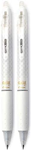 Pilot FriXion Ball Clicker Erasable Gel Ink Retractable Pen, Extra Fine Point, 0.5mm, White Barrel, Black Ink, 2 Pack