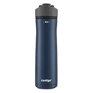 Contigo Cortland Chill 2.0 Stainless Steel Vacuum-Insulated Water Bottle with Spill-Proof Lid, Keeps Drinks Hot or Cold for Hours with Interchangeable Lid, 24oz, Blueberry