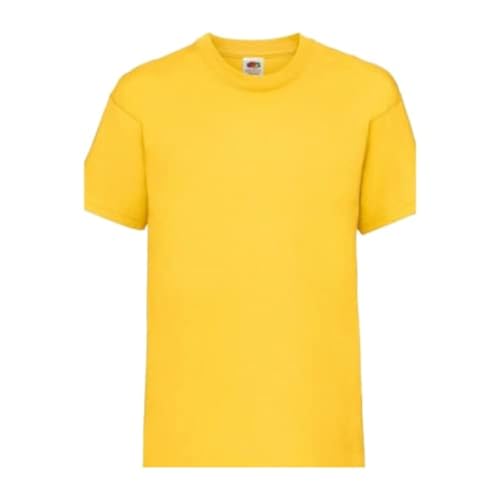 Kids Plain T Shirts Boys Girls Age 2Y to 15Y School P.E Top Fruit of The Loom (7-8 Years, Yellow)