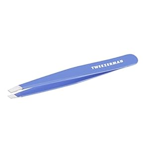 Tweezerman Stainless Steel Slant Tweezer – Eyebrow Tweezers for Women and Men (Lapis Blue)