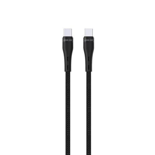 Green Lion Braided Cable, 10000 Bends Wire, 5M Length, 60W Fast Charging, 480Mbps Data Transfer, Durable & Tangle-Free Build, Secure & Safe, Wide Compatible - Black (USB-C to USB-C)