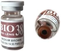 Prosthetic Contact Lens/Contact Lens (Medium Brown Center Black) with Lens Case, Lens Holder and 60 ML Solution